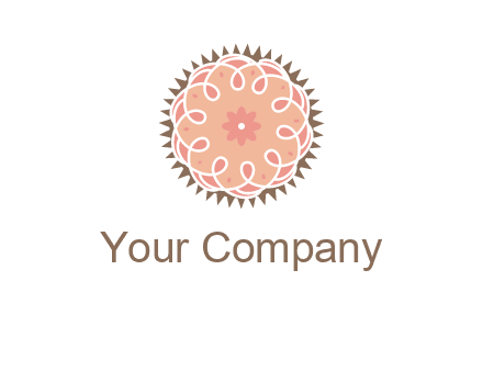 abstract spiral cupcake with flower food logo