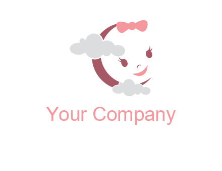 clouds in front of baby face childcare logo