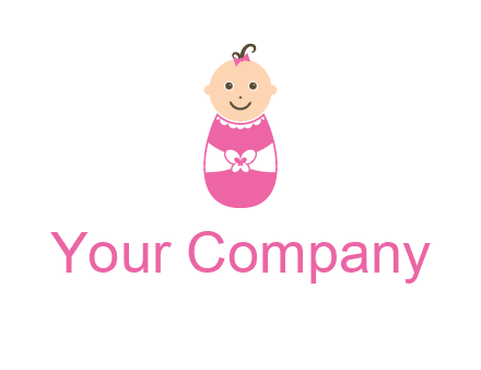 childcare logo with a baby in pink